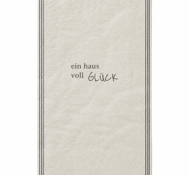 Servietten, rechteckig, „Haus Voll Gluck“ | sand