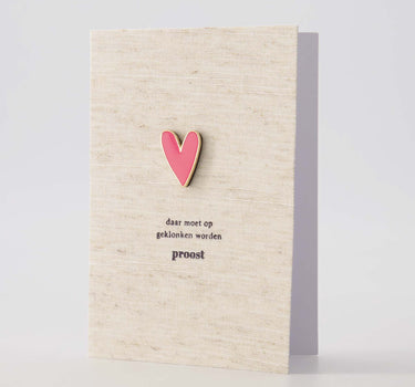 wenskaart magneet hartje linnen/roze | linnen / roze