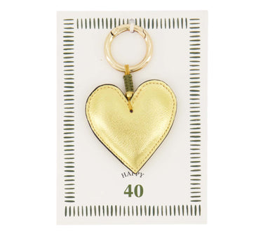 ansichtkaart sleutelhanger happy 40 | white / dark green