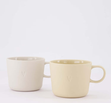 set van 2 cappuccino mokken Hartje - Keramiek - Zand & warm zand - 350ml