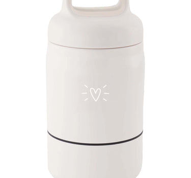 Thermos-Lunchbox „Love this day“ in Sand von Zusss, sandfarbener Kunststoff mit praktischem Griff