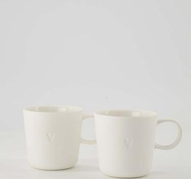 set van 2 koffiemokken met oor Hartje - Keramieken mokken - Wit - 230ml