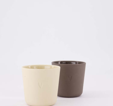set van 2 koffiemokken Hartje - Keramieken mokken - Bruin & warm sand - 230ml