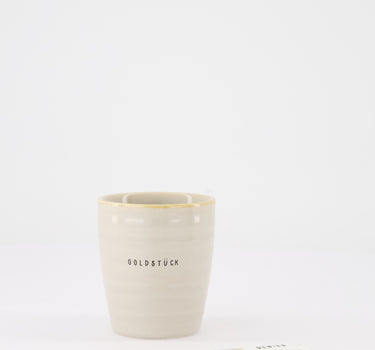koffieset Goldstück & Genieß - Koffiemok & lepeltje - Zand/wit - 225ml