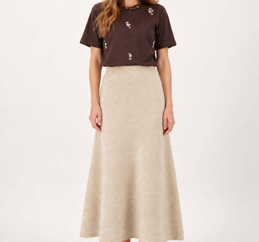 lange gebreide rok | beige