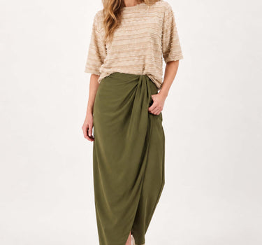 wikkel rok met plooi | moss green