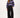 striped cable knit sweater with balloon sleeves | charcoal gray / mid purple