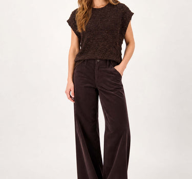 sleeveless sweater with lurex jacquard | chocolate brown / gold