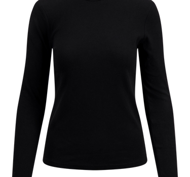 basic rib ronde hals top met stretch | black