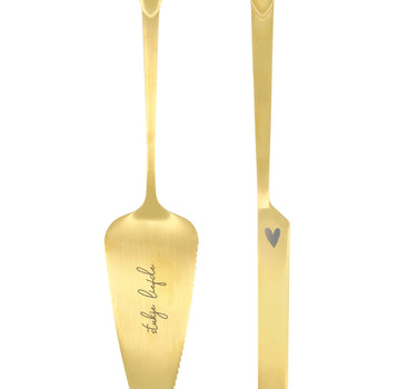 Kuchenschaufel und Kuchmesser Herz Gold | Gold-Zusss