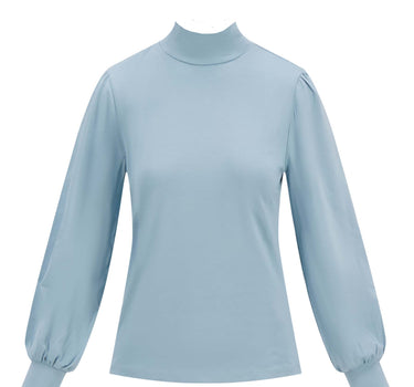 Long-sleeved top with turtleneck in grayish blue | Grayish blue-Zusss