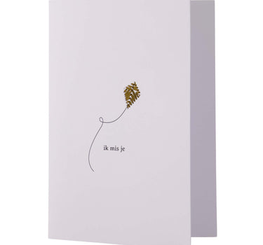 Set van 10 wenskaarten ik mis je wit/goud van Zusss, witte kaarten met gouden bladaccent.