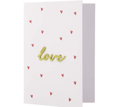 Grußkarte Love Bügelbild Gold/Weiß/Rot | Gold / Weiß / Rot-Zusss