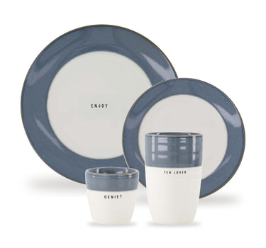 serviesset 4-delig - wit/blauw