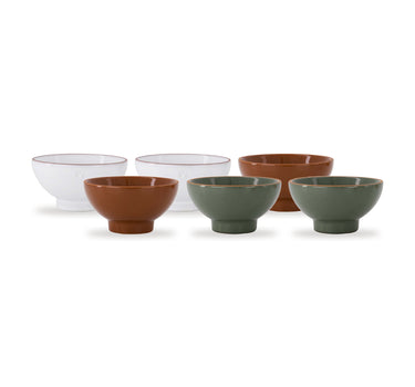 kommen terracotta hartje mix set van 6 - multicolor