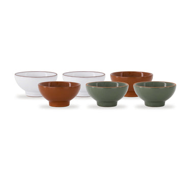 schaaltjes terracotta hartje mix set van 6 - multicolor