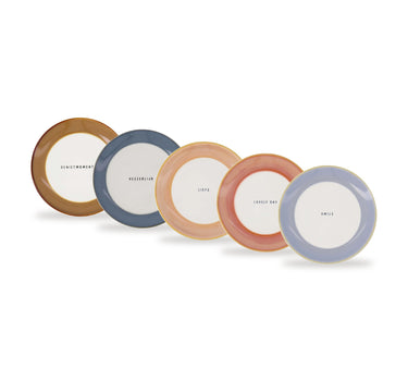 gebaksbordjes mix set van 5 - multicolor