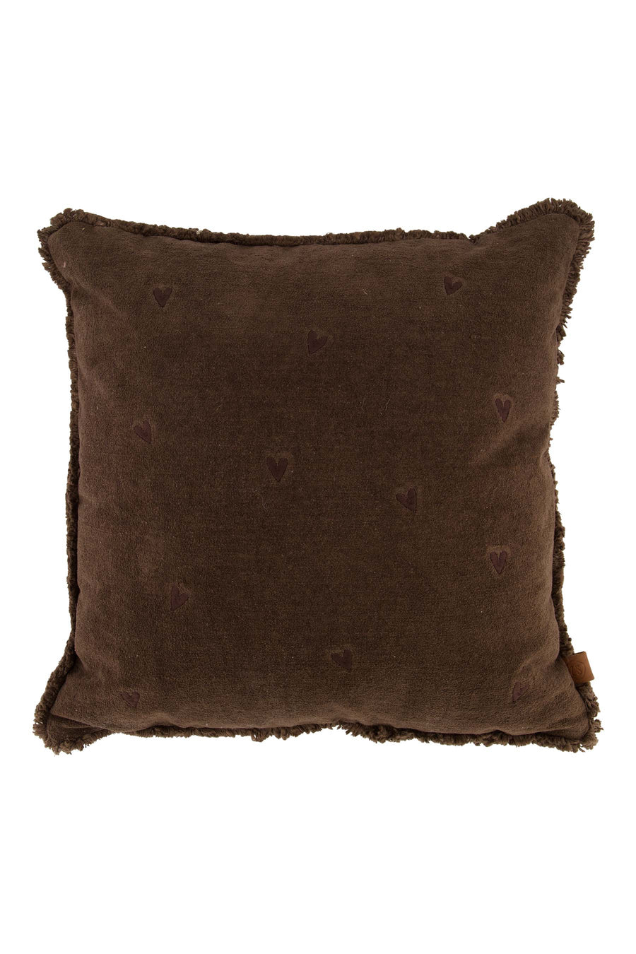 kussen velvet hartjes 45x45cm | bruin