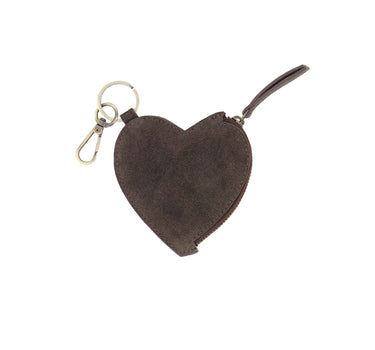 suede hartjes portemonnee | dark choco
