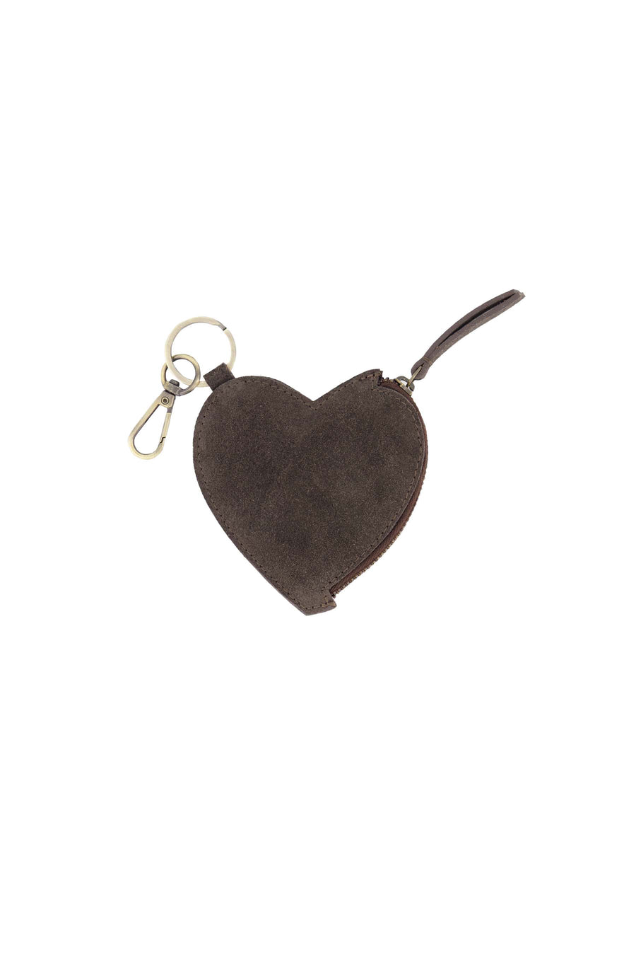 suede hartjes portemonnee | dark choco