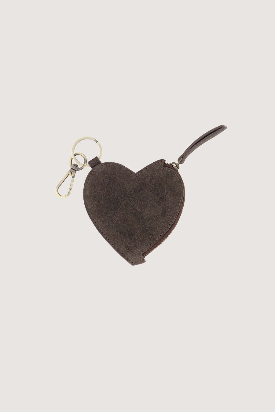 suede hartjes portemonnee | dark choco
