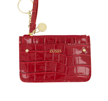card holder with crocodile texture finish | classy red