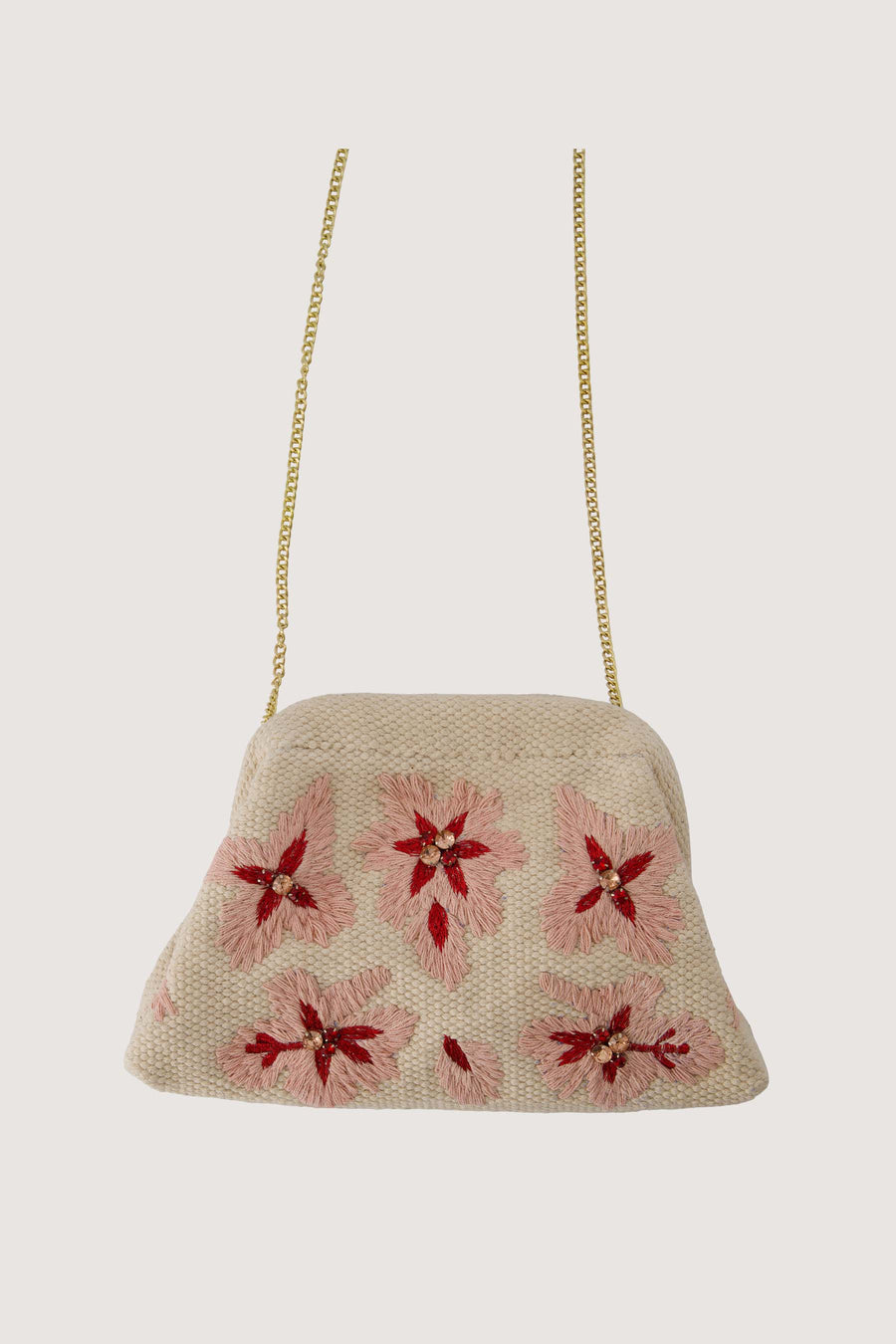 geborduurd bloem tasje | light pink