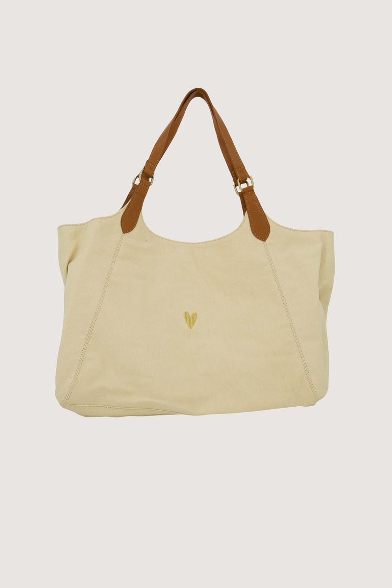 love tote bag met leren details | kit