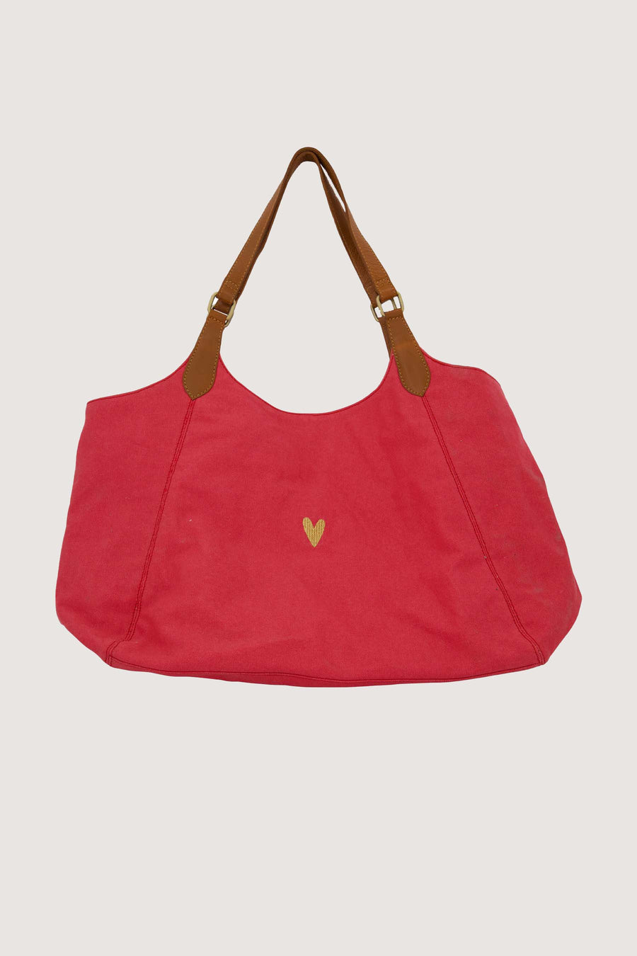 love tote bag met leren details | raspberry