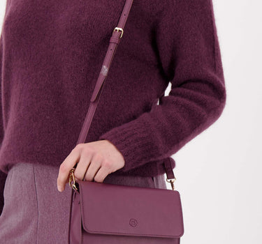 clutch with heart mirror | eggplant