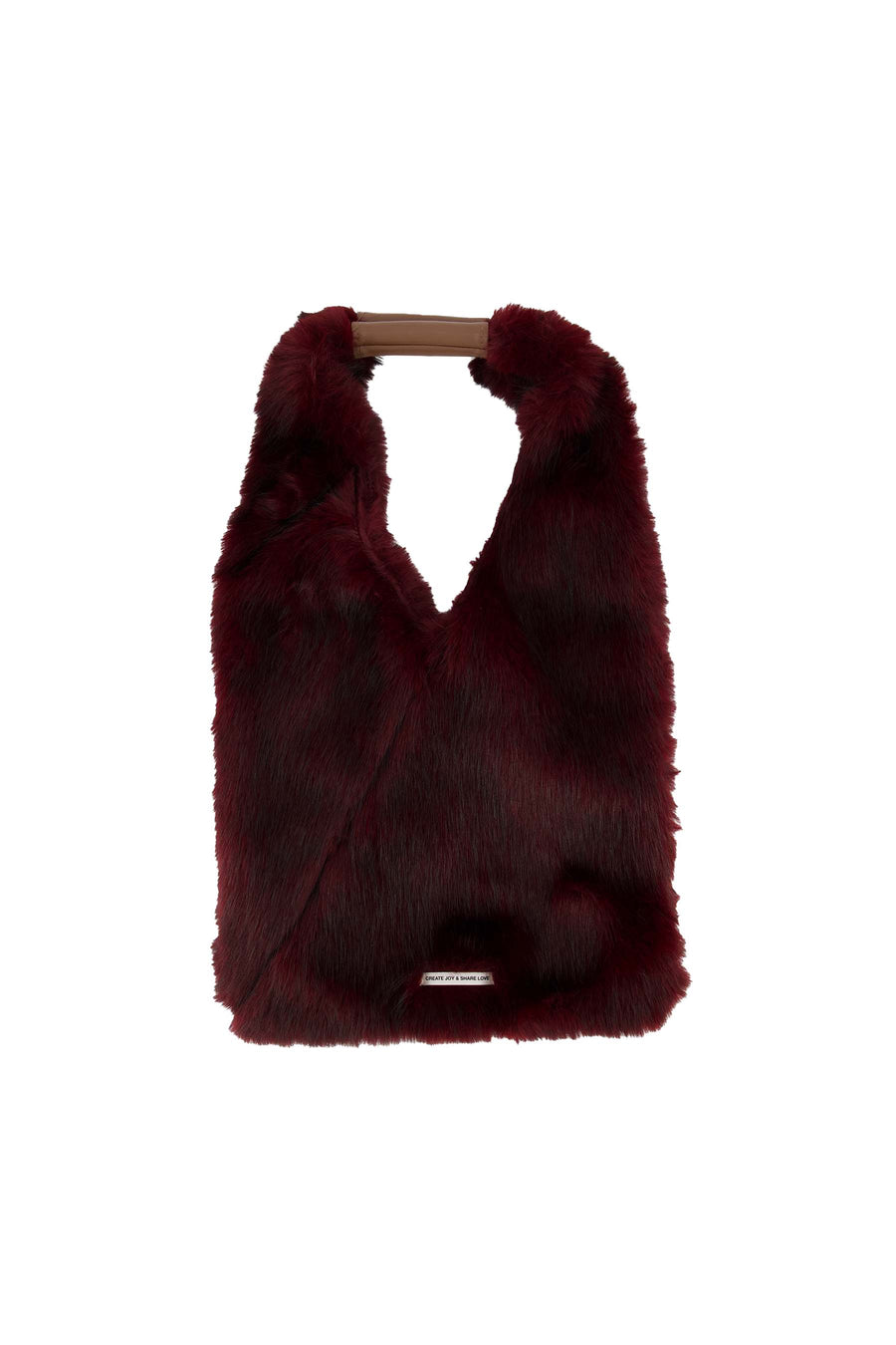 fluffy tas met PU detail | burgundy