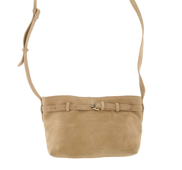 suede bag with strap detail | grey oyster