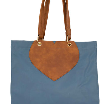 nylon shopper with heart | cornflower blue