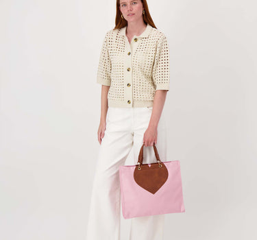 Nylon-Einkaufstasche mit Herz | knackiges Rosa