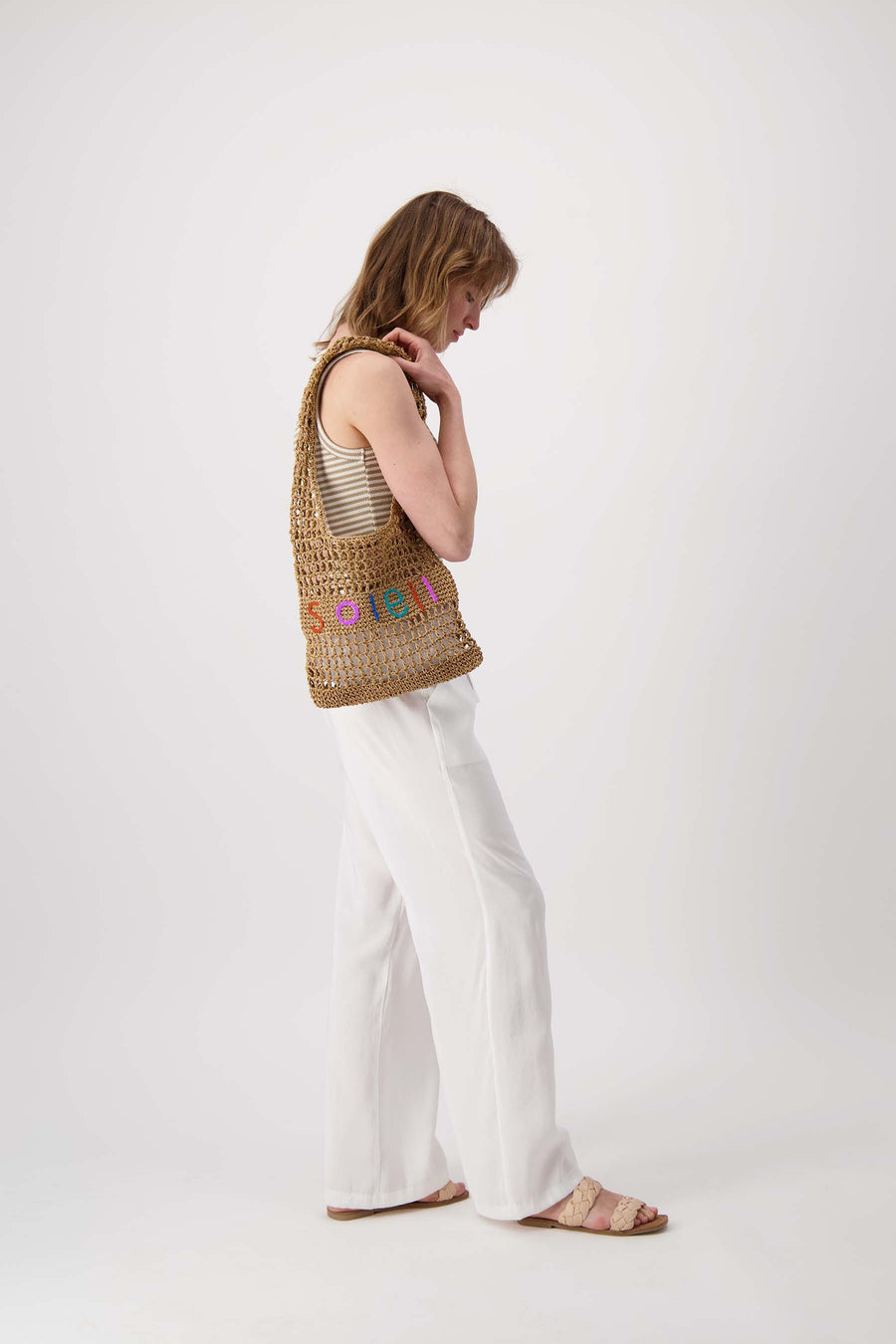 shopper met borduur soleil | multicolor