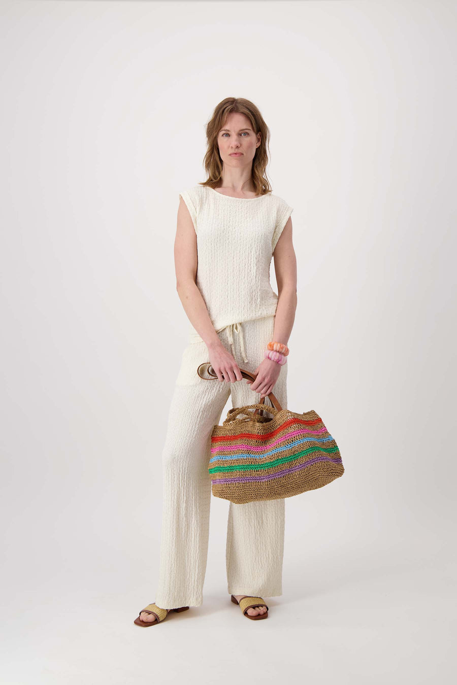 crochet shopper with stripes | multicolor