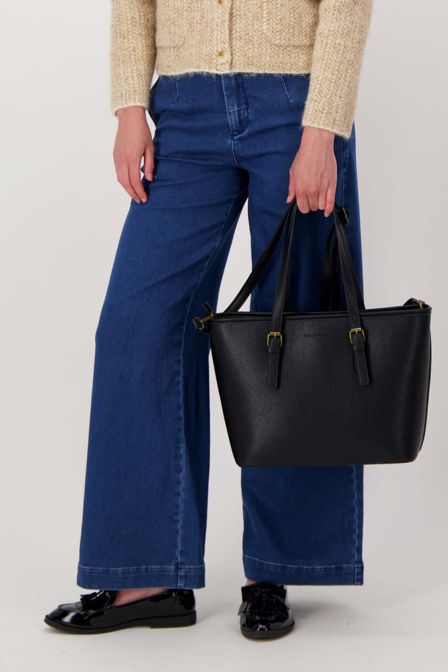 shopper met rits | zwart