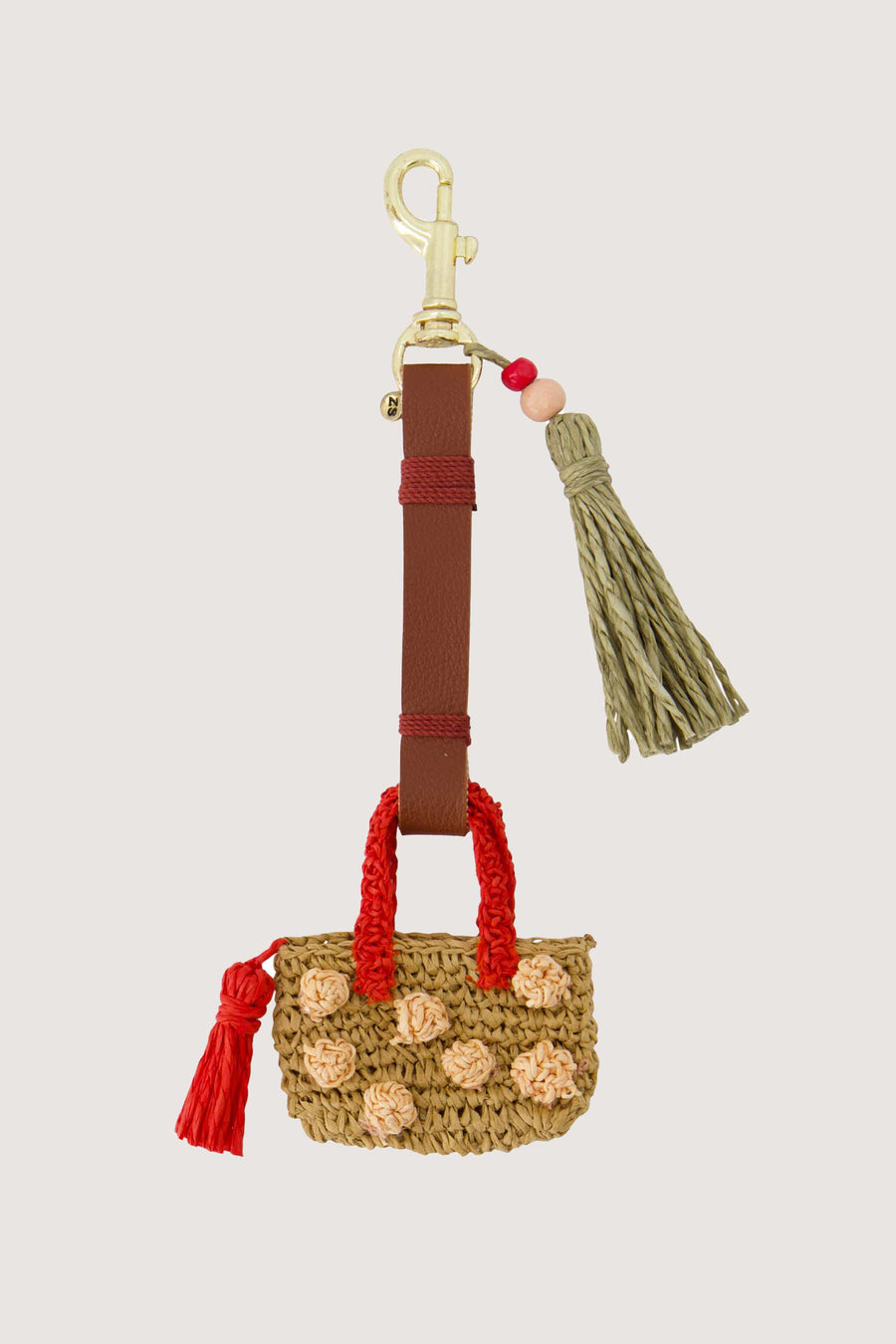 sleutel/tas hanger met gehaakt tasje | ash red