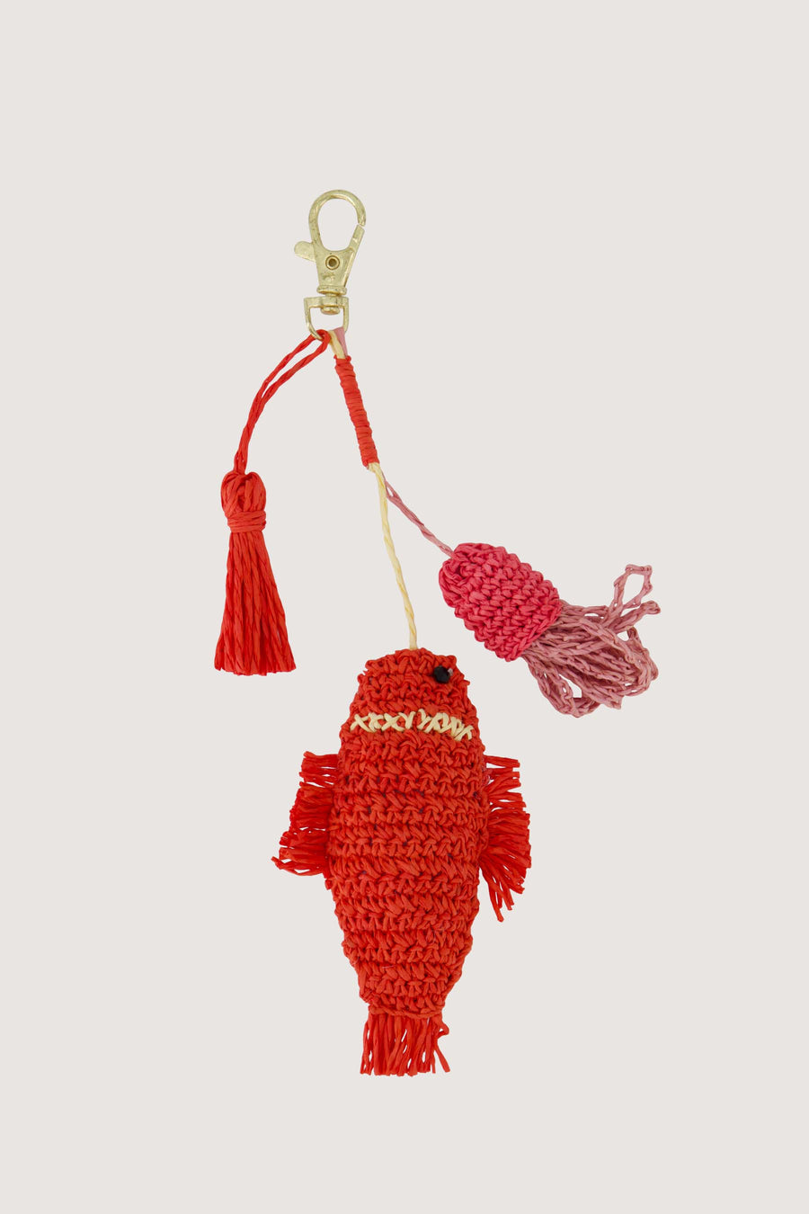 gehaakte tas/sleutelhanger visvorm | coral