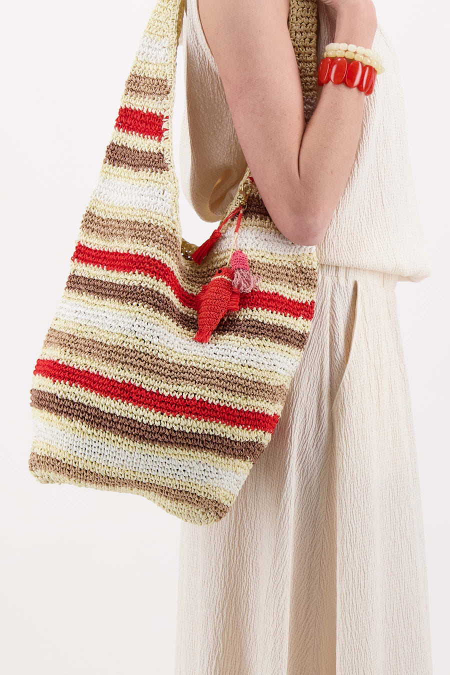 gehaakte tas/sleutelhanger visvorm | coral