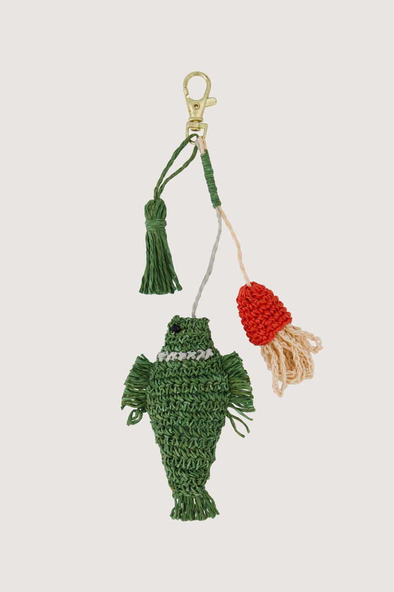 gehaakte tas/sleutelhanger visvorm | grey green