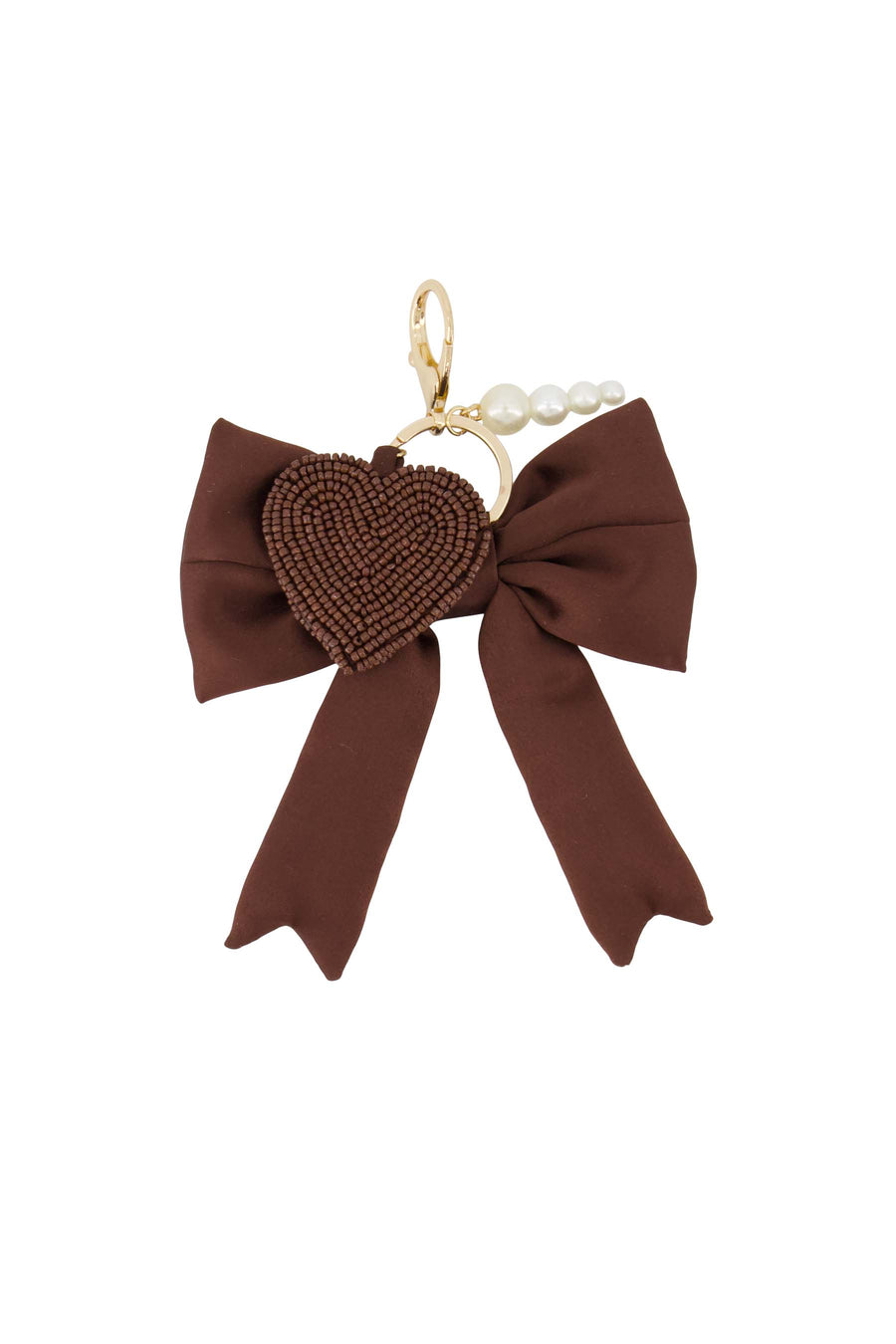 Sleutelhanger met Satijnen Strik en Bedels | dark choco