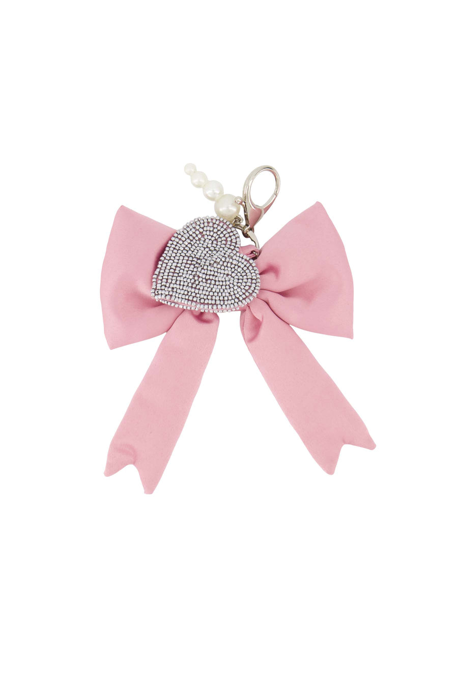 Sleutelhanger met Satijnen Strik en Bedels | rose pink