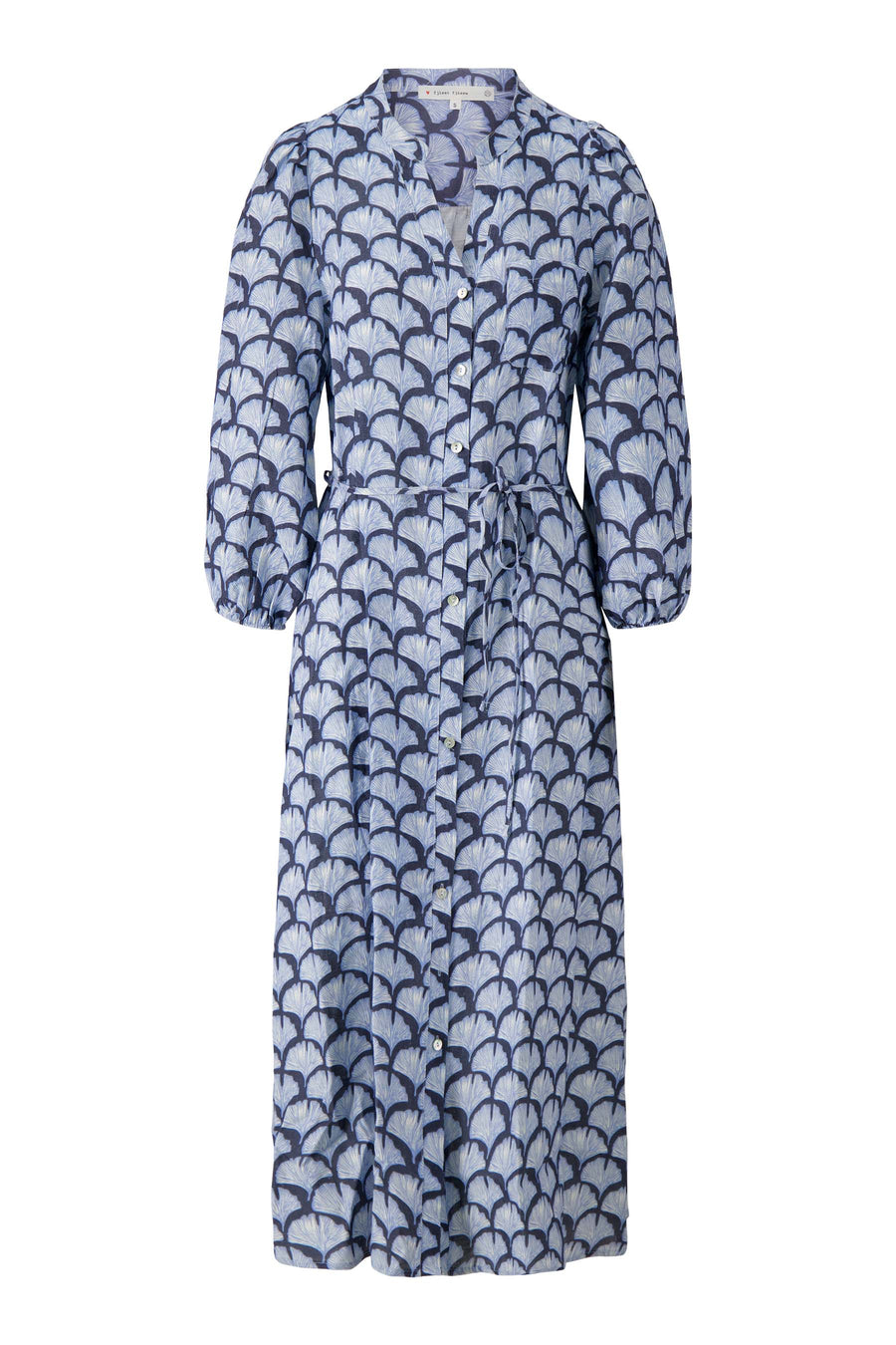 fan print dress with short sleeves | summer navy/lavender blue/off-white