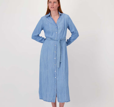 tencel denim jurk lange mouwen | light blue denim
