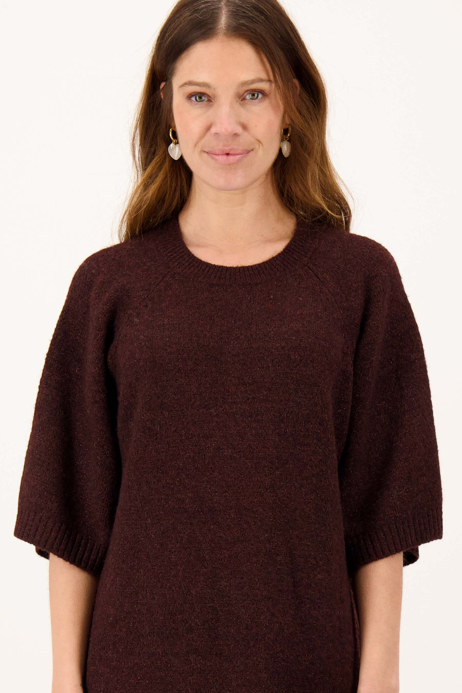 brei jurk met raglan mouwen | burgundy