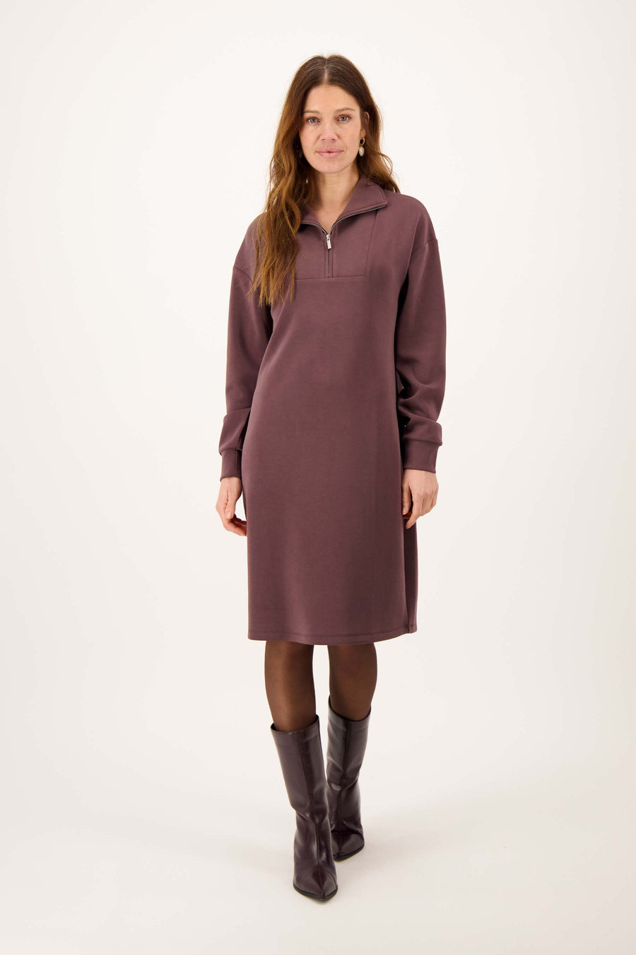 jogger jurk met rits | dark choco