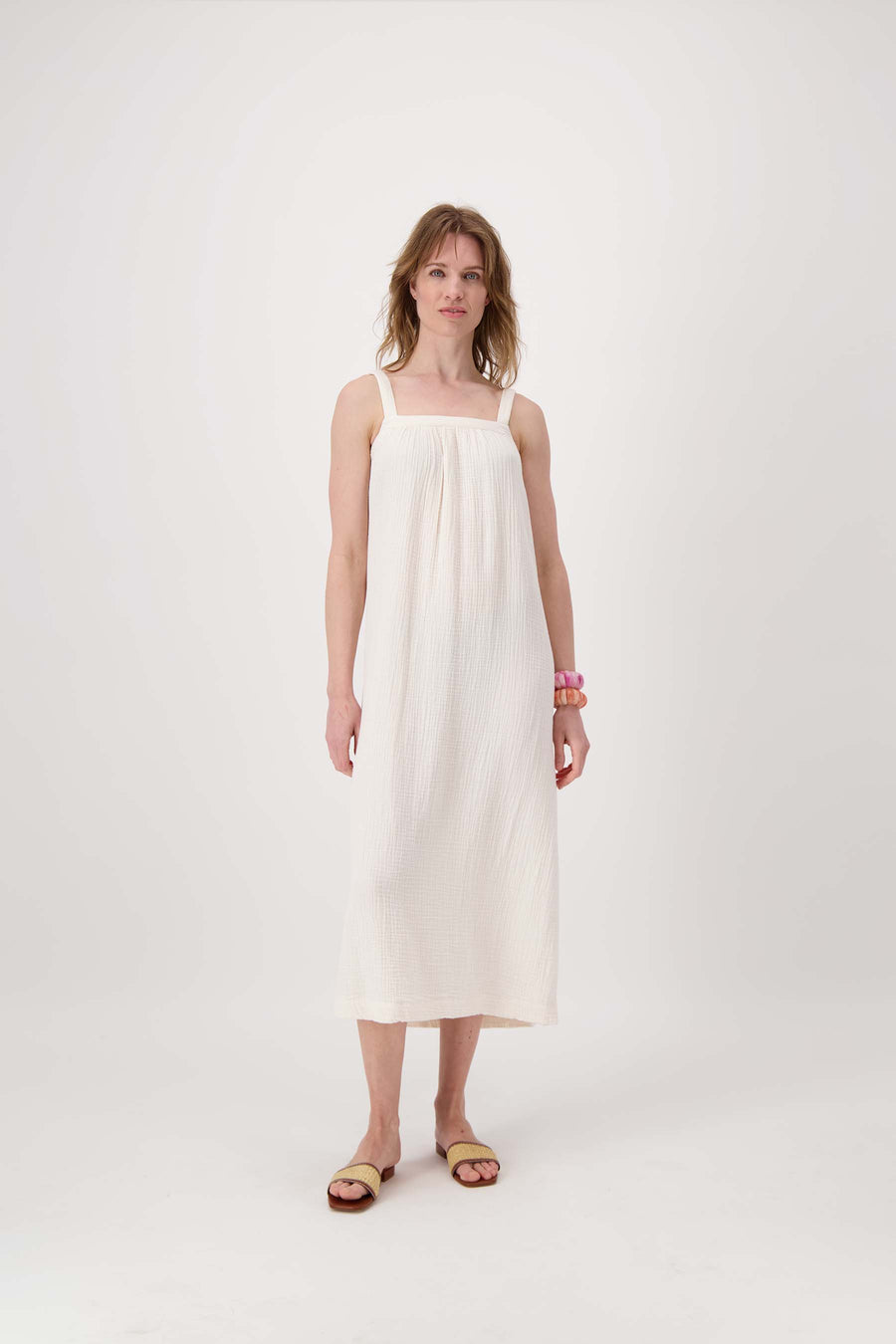 long muslin dress | off-white