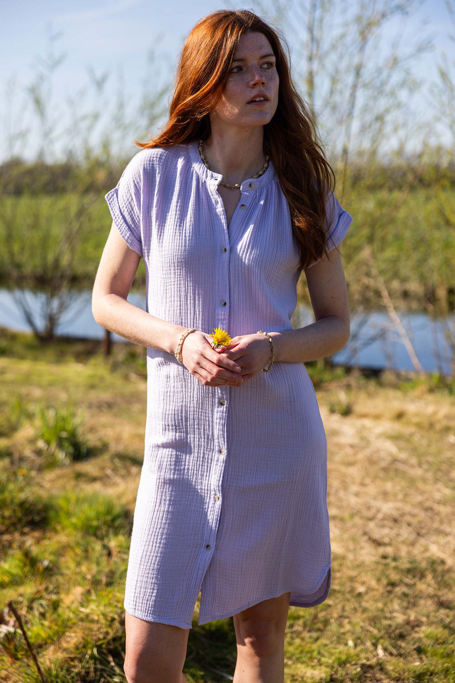 mousseline button-through dress | lilac