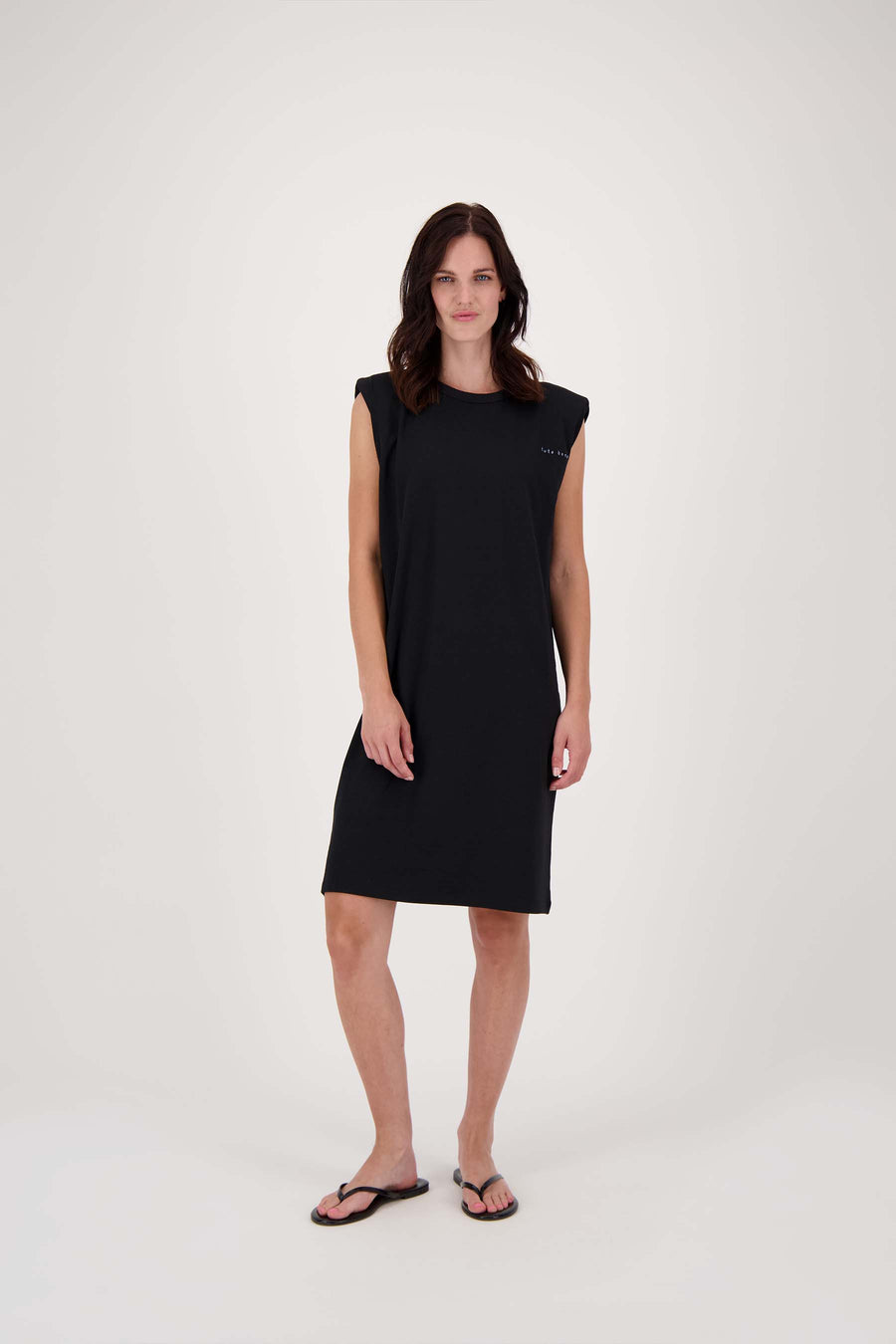 jersey dress with shoulder pads | black
